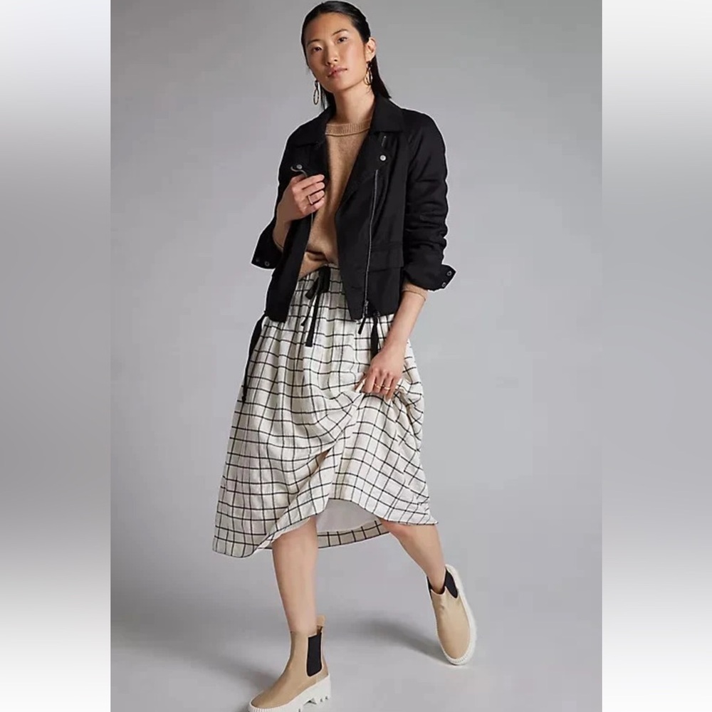 Anthropologie‎ Marrakech Brushed Twill Moto Motorcycle Jacket Coat Black Large